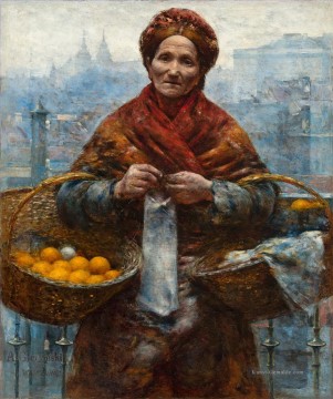 realistischer realismus Ölbilder verkaufen - Jüdische Frau, die Orangen von Aleksander Gierymski Realismus Impressionismus verkauft